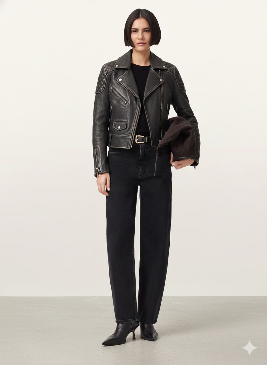 Men's Premium Brown Lamb Hide Leather Biker Jacket