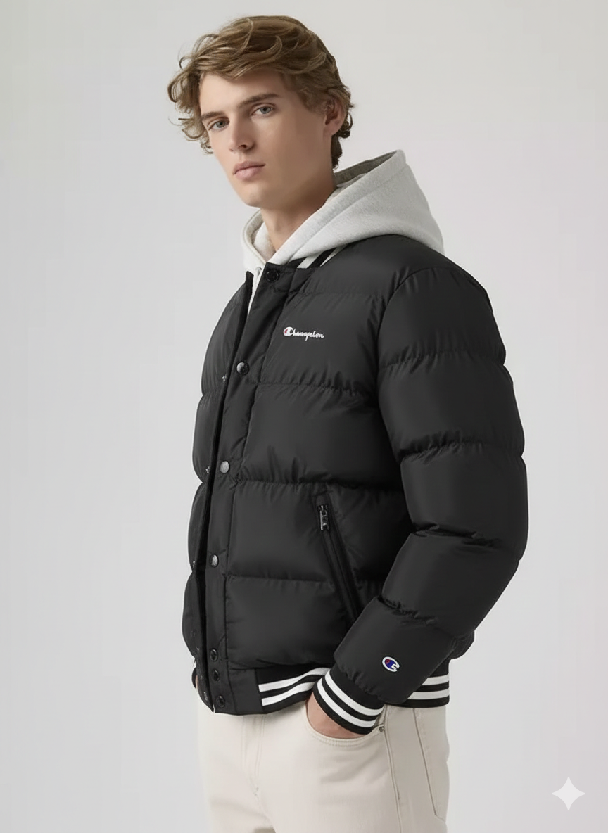 Men’s Black Puffer Bomber Jacket