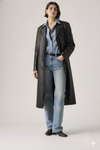Women's Black Long Rain Coat - Calf