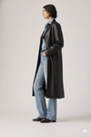 Women's Black Long Rain Coat - Calf