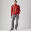 Akira Capsule Bomber Leather Jacket - Cyberpunk Red & Black Urban Moto Coat
