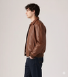 Men Brown Bomber Leather Jacket