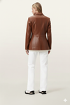 Women's Leather Blazer Causal Coat - Traditional