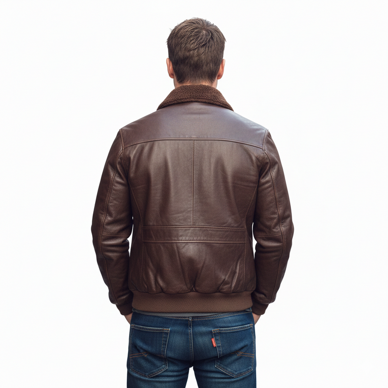 Men's Shearling Flight Aviator Bomber Leather Jacket