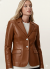 Women's Leather Blazer Causal Coat - Traditional