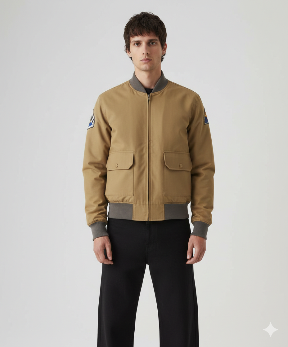 Brad Pitt WW2 Vintage Military Cotton Bomber Jacket