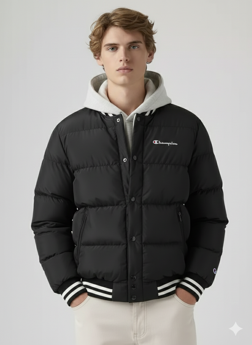 Men’s Black Puffer Bomber Jacket