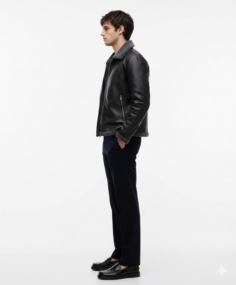 Men's Sherpa Vintage Leather Jacket - Rugged Vintage Style