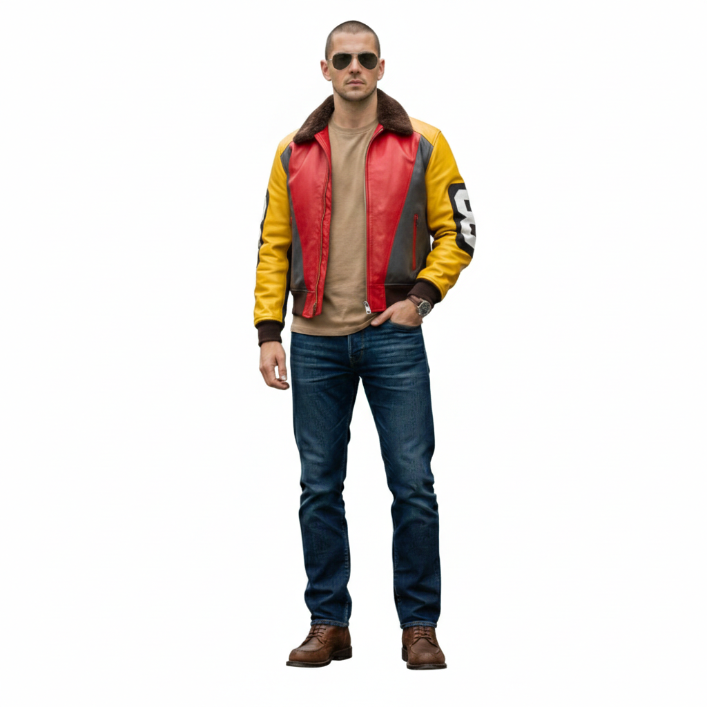 Men's 8 Ball Bomber Leather Jacket