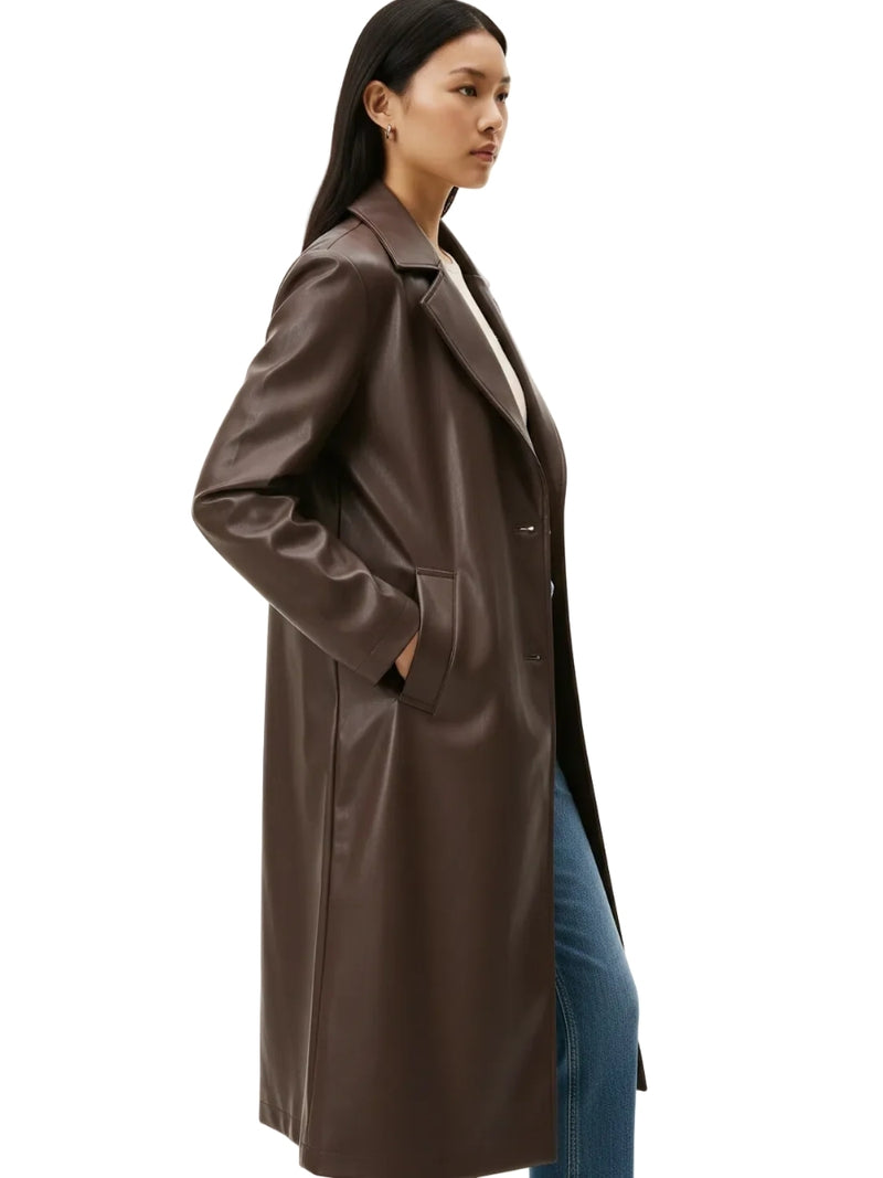 Women's Long Brown Leather Trench Coat | Supple Nappa | Bull Armour