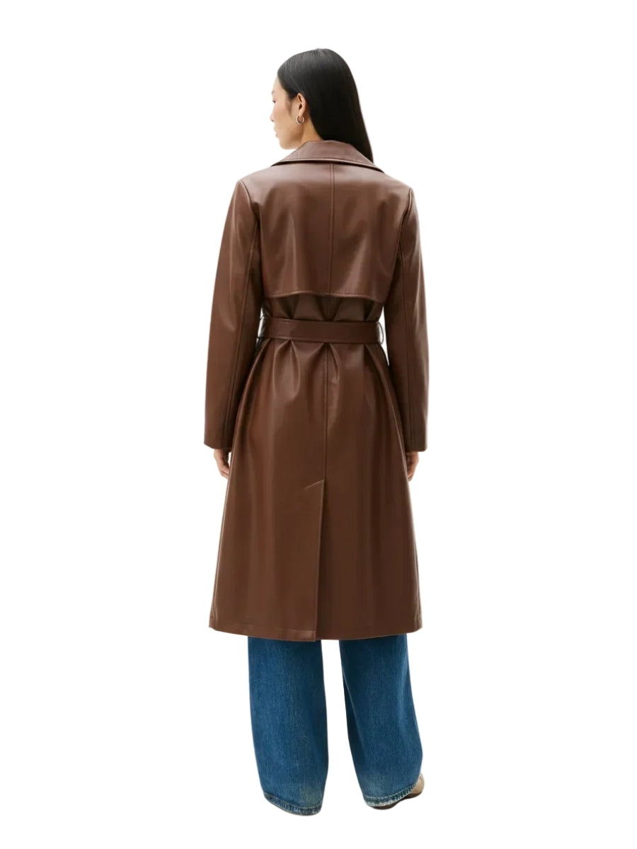 Women's Long Brown Leather Trench Coat | Supple Nappa | Bull Armour