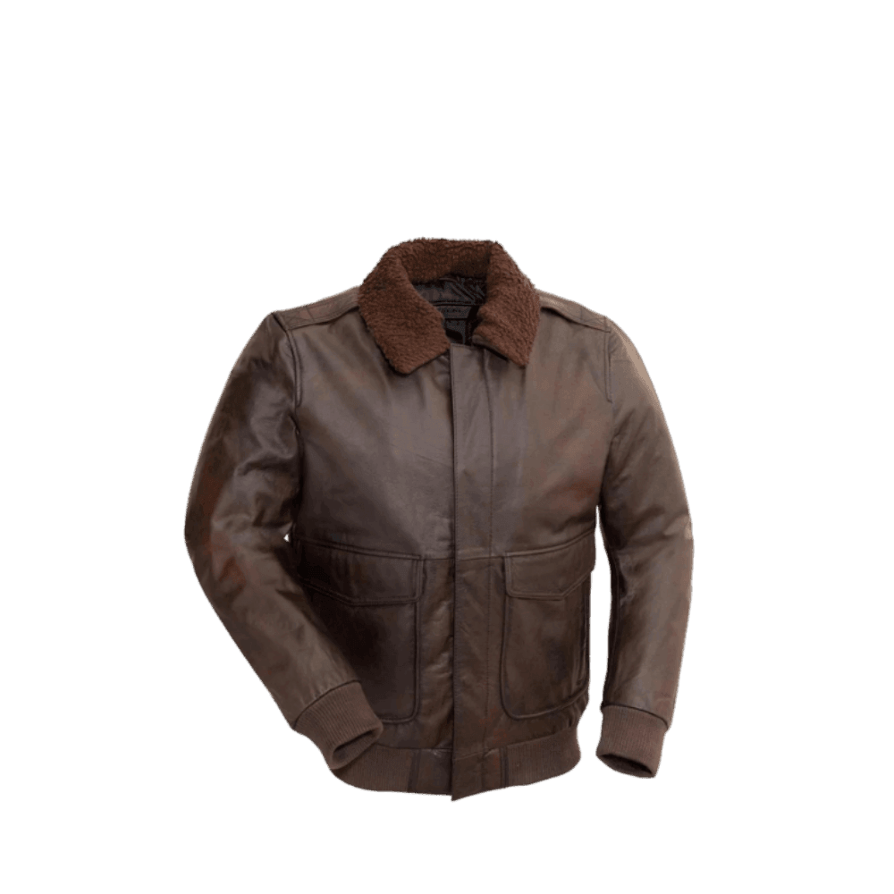 Men's Shearling Flight Aviator Bomber Leather Jacket - Bull Armour